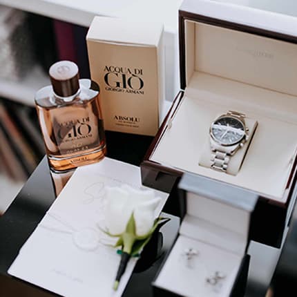 Groom room with suit display